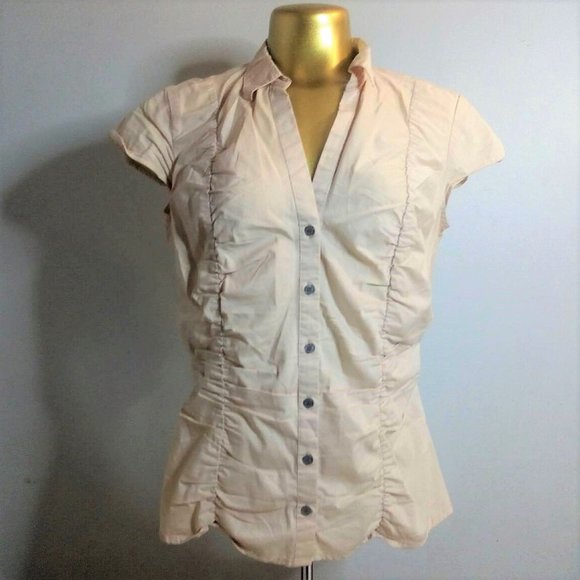 H&M Button-up Short-sleeved Collared Top - Picture 1 of 8
